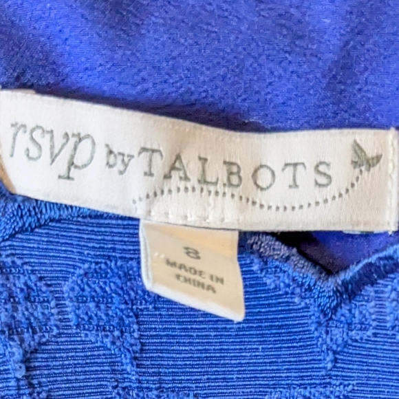 RSVP By Talbots Blue Sheath Midi Jacquard Dress for Cocktail Events Sz. 8 M - Picture 10 of 11